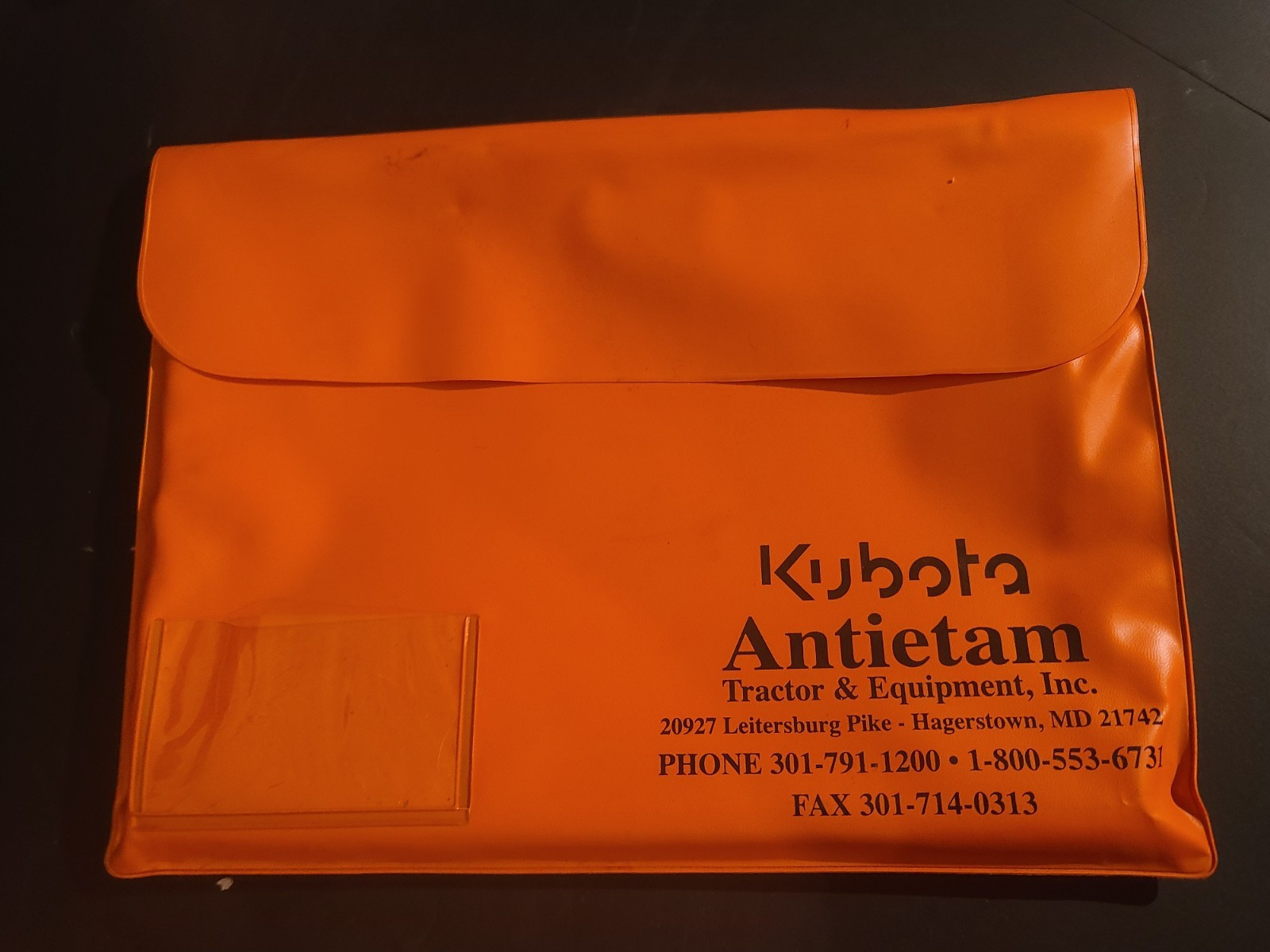 Antietam Kubota Dealer Hagerstown MD Vinyl Paper Document Manual Holder