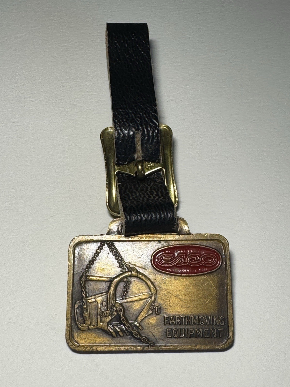 Vintage ESCO Watch Fob With Leather Strap – Earthmoving Equipment – Double Sided