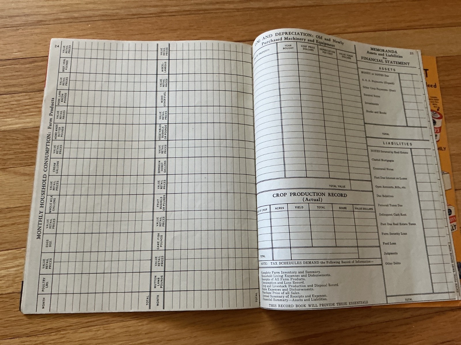 Vtg. 1946 Farm Acct. Record Book Carey’s &Farmers Elevator, Wanamingo, Minnesota