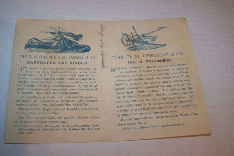 1800s farm implement literature – D. M. OSBORNE
