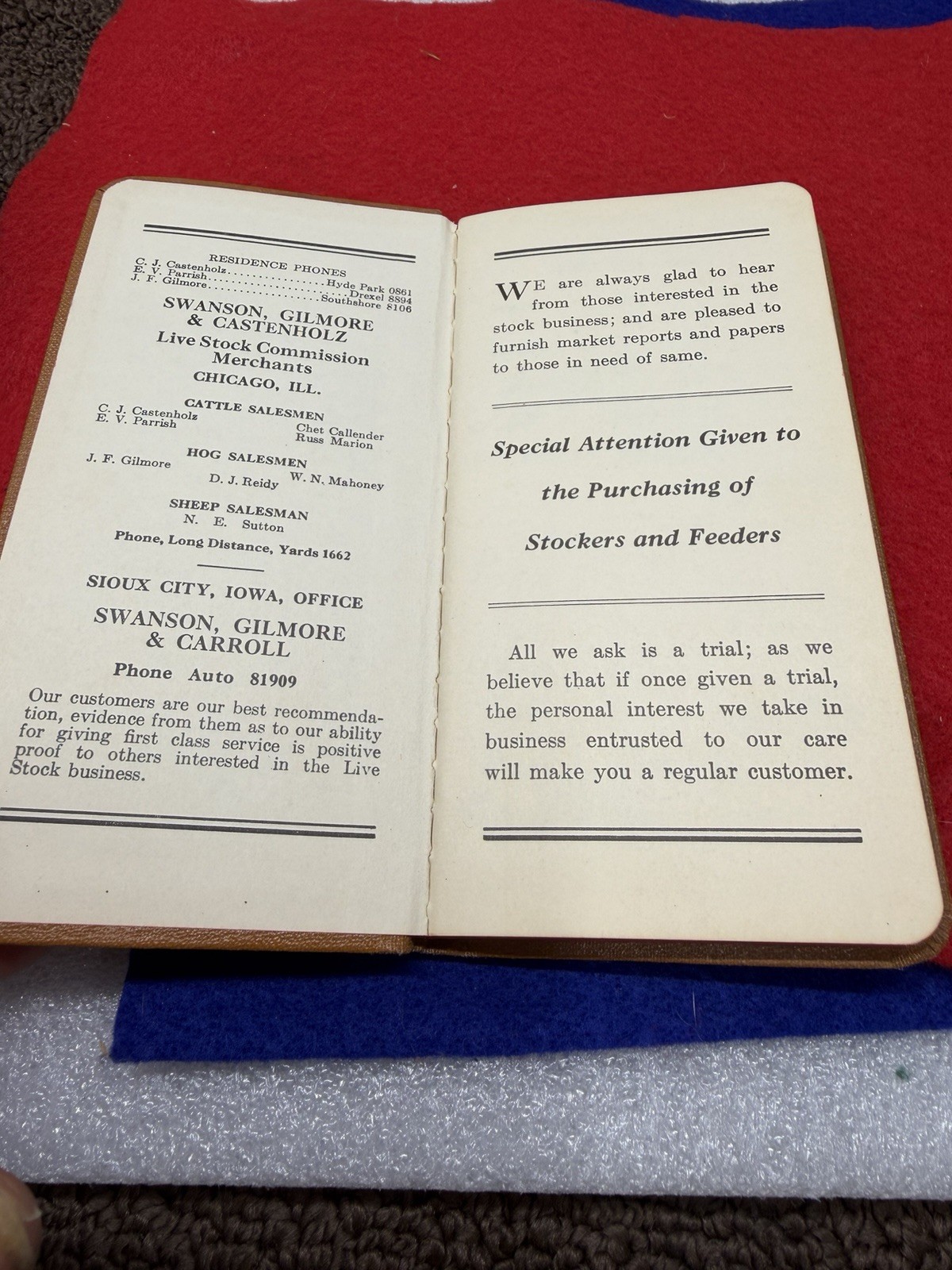 Historic 1940 Livestock Commission Company Pocket Note Pad