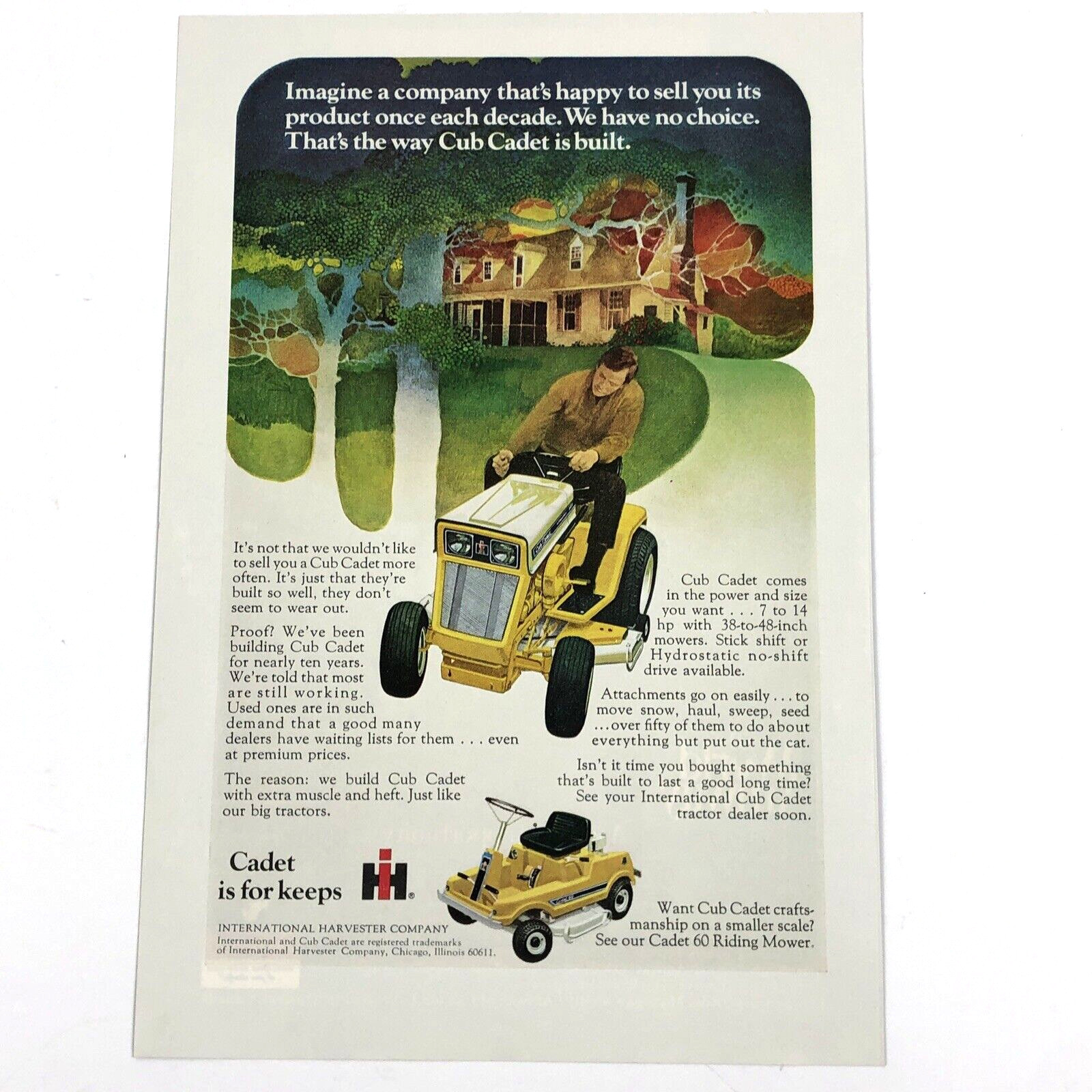 Vintage Cub Cadet Lawn Garden Tractor and the World of Amway of Canada Print Ad