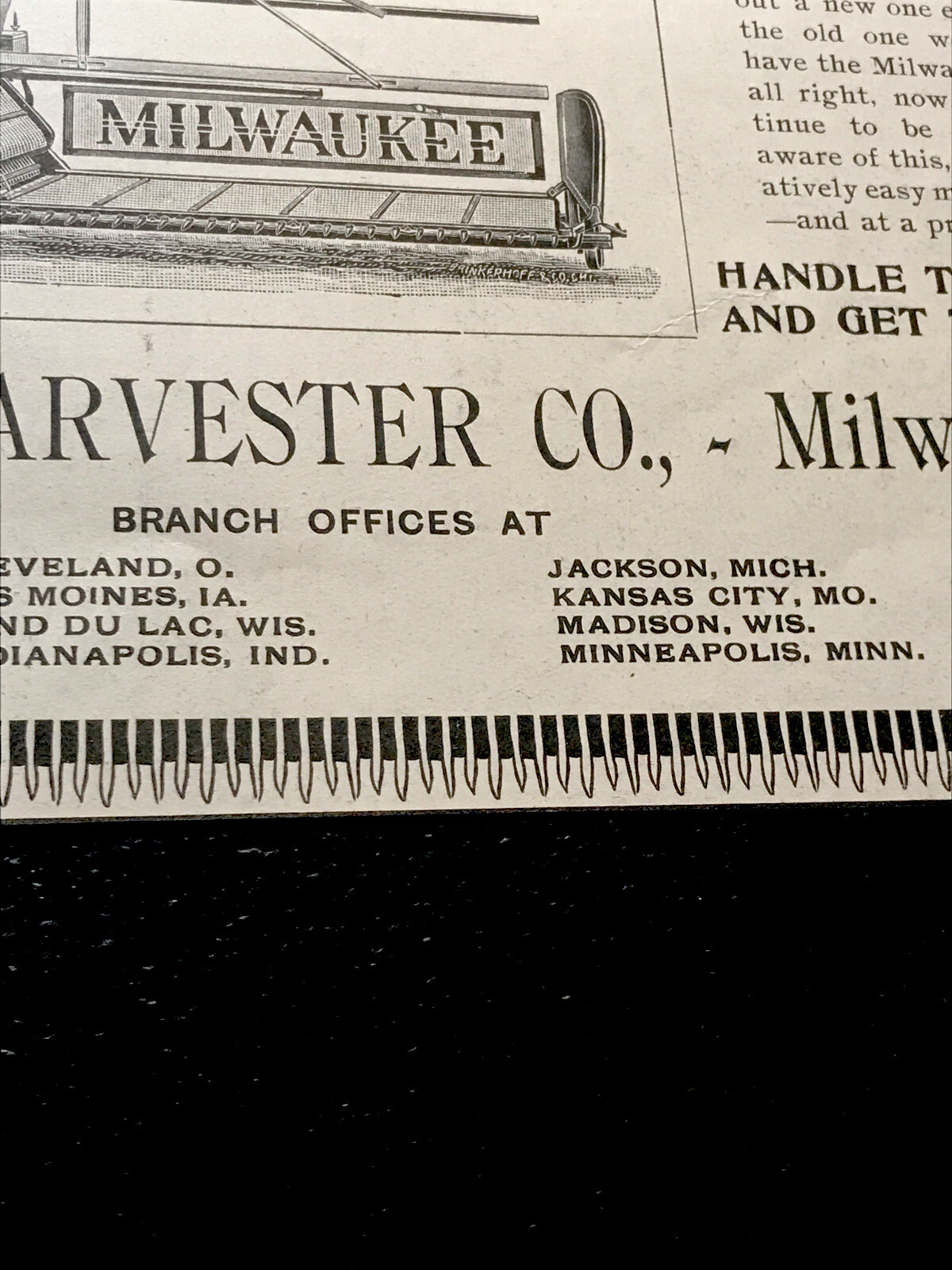 ORIGINAL 1897 Milwaukee Harvester Co. Farm Implement Advertising – Wisconsin