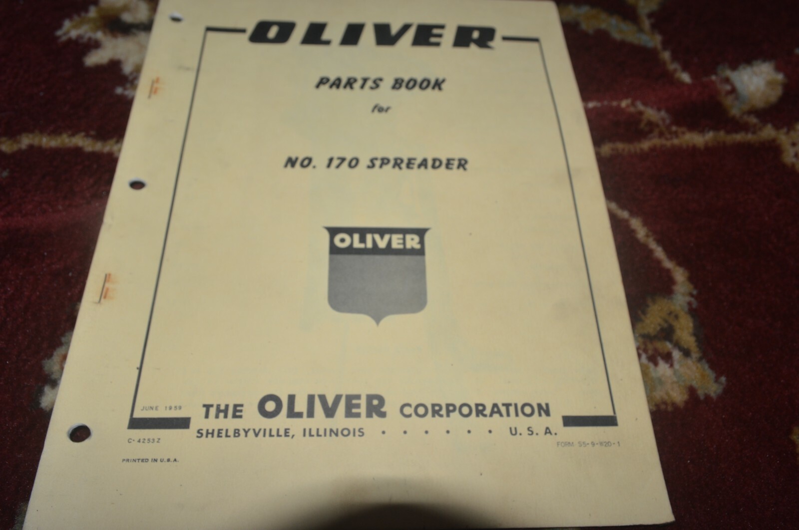 Oliver Tractor 170 Spreader Parts Book Manual GVOH