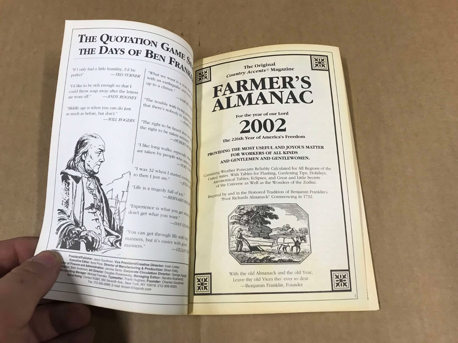 2002 Original Country Accents Magazines Farmer&rsquo;s Almanac