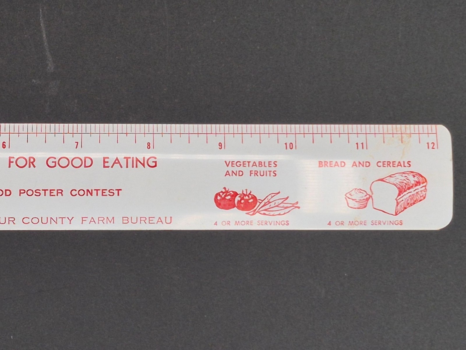Vintage 12&Prime; Metal Ruler, County Farm Bureau