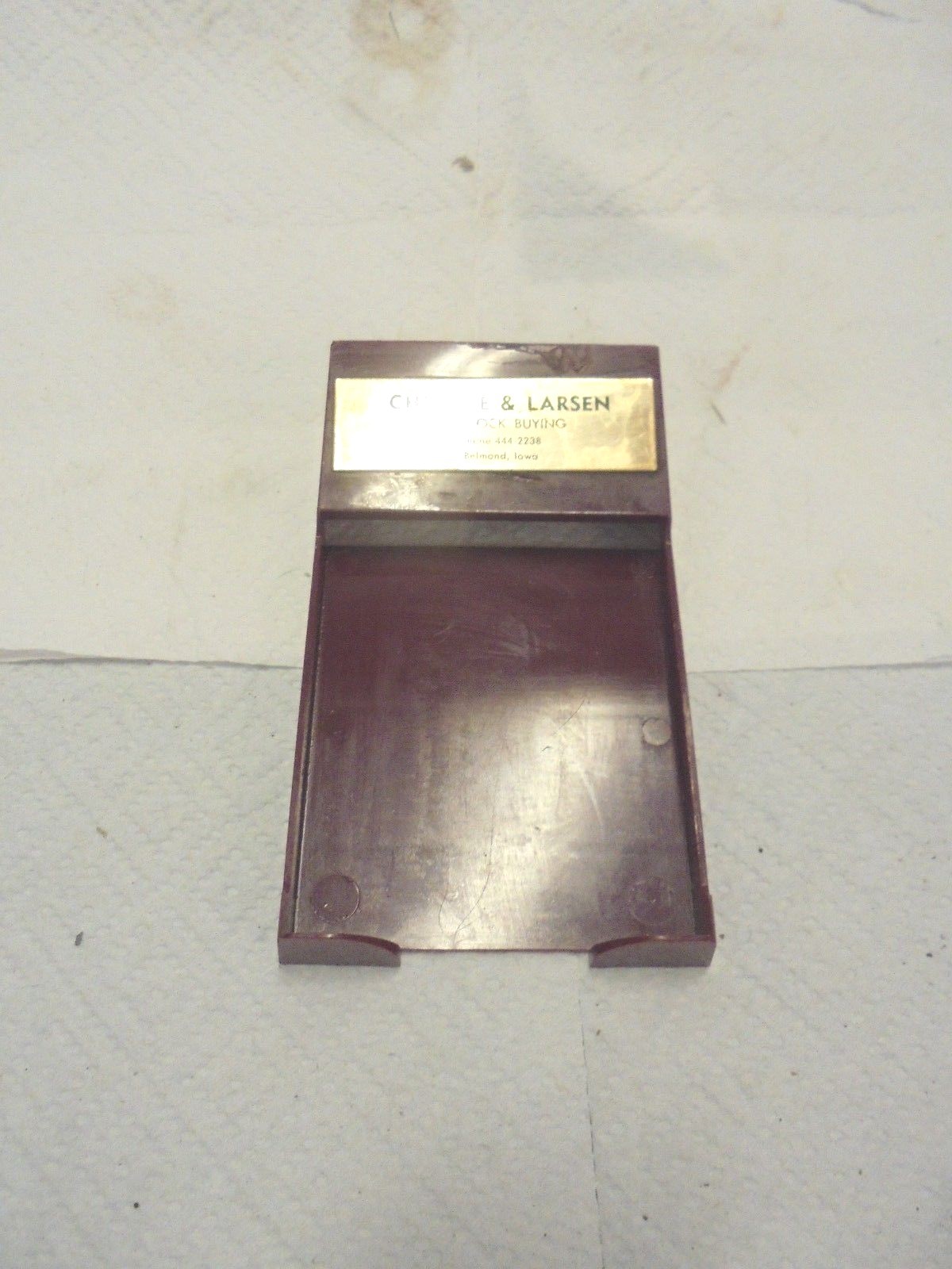 plastic note holder christie & larsen livestock buying belmond iowa no paper
