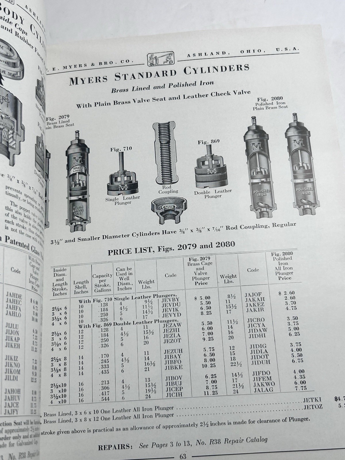 FE Myers Bro Catalog Pumps Water Systems 1938 Ashland Ohio