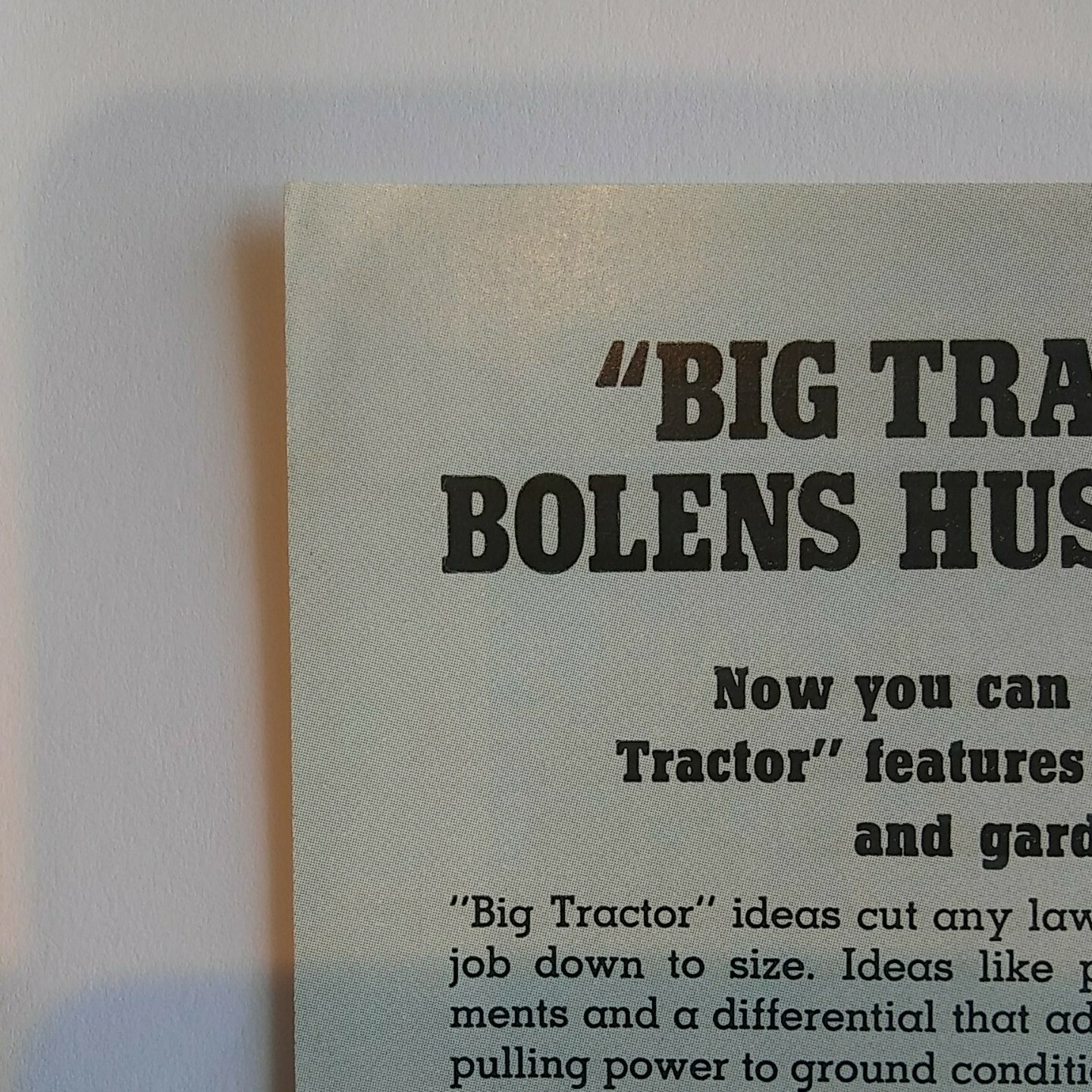 1970 Bolens Husky Big Tractor Original Vintage Magazine Print Ad