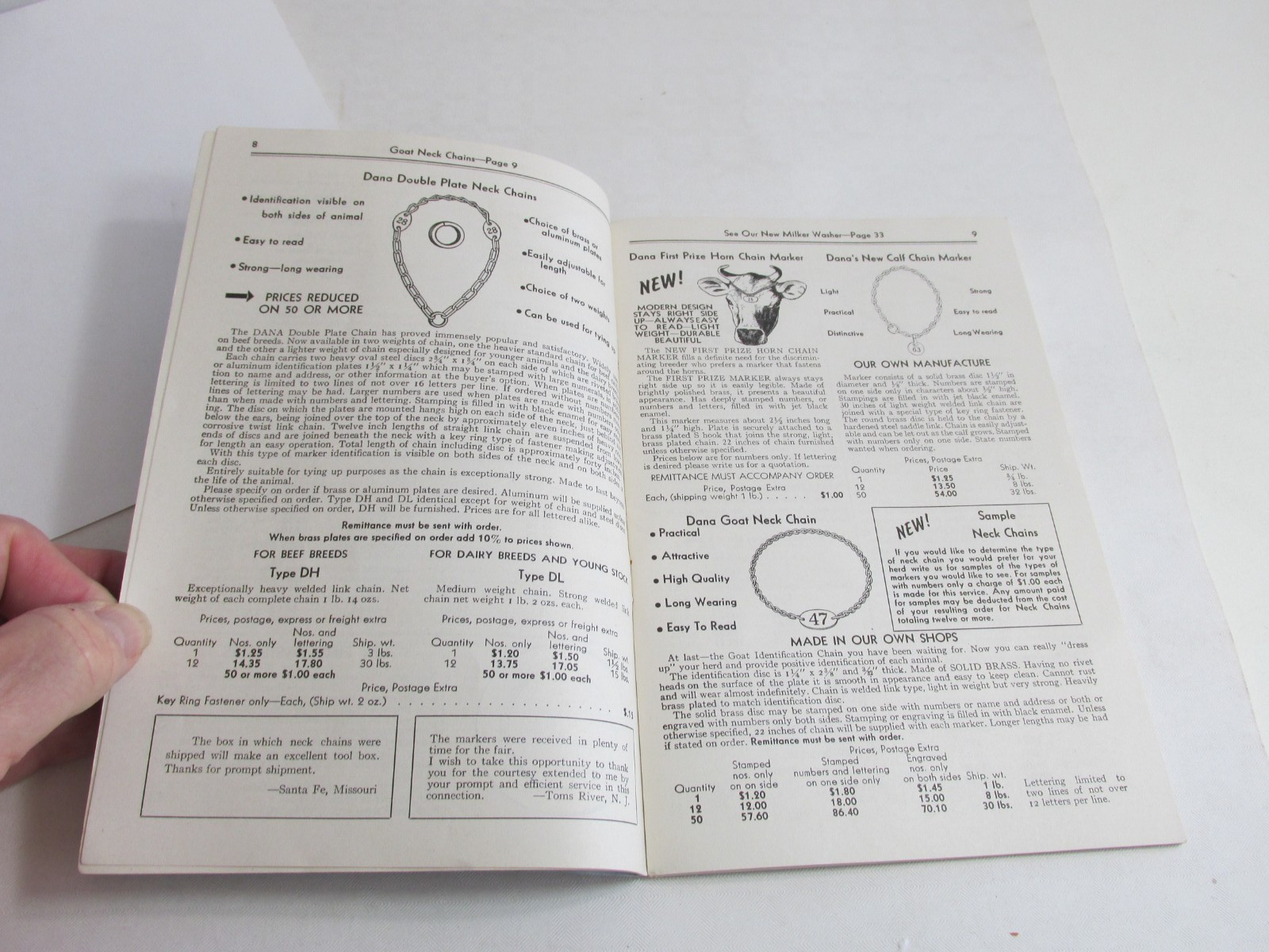 1949 DANA CO. Livestock Supplies Catalog, C.H. Dana Hyde Park Vermont , VT Cows