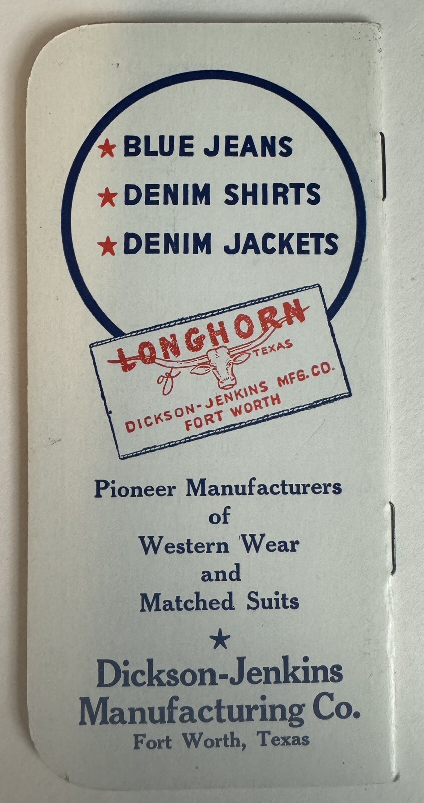 Fort Worth TX Dickson-Jenkins Manufacturing Co Kangaroo Brand Vintage Memo Pad