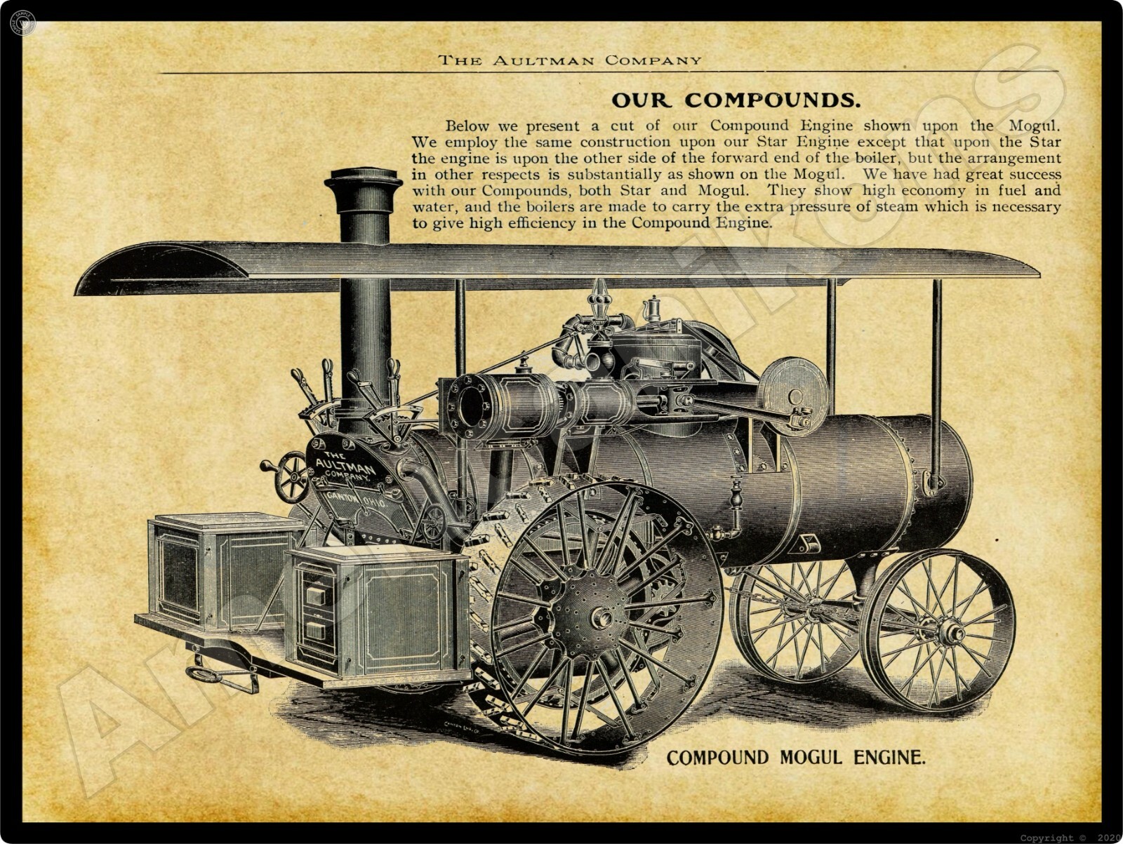 Aultman Company Compound Mogul Steam Traction Engine New Metal Sign
