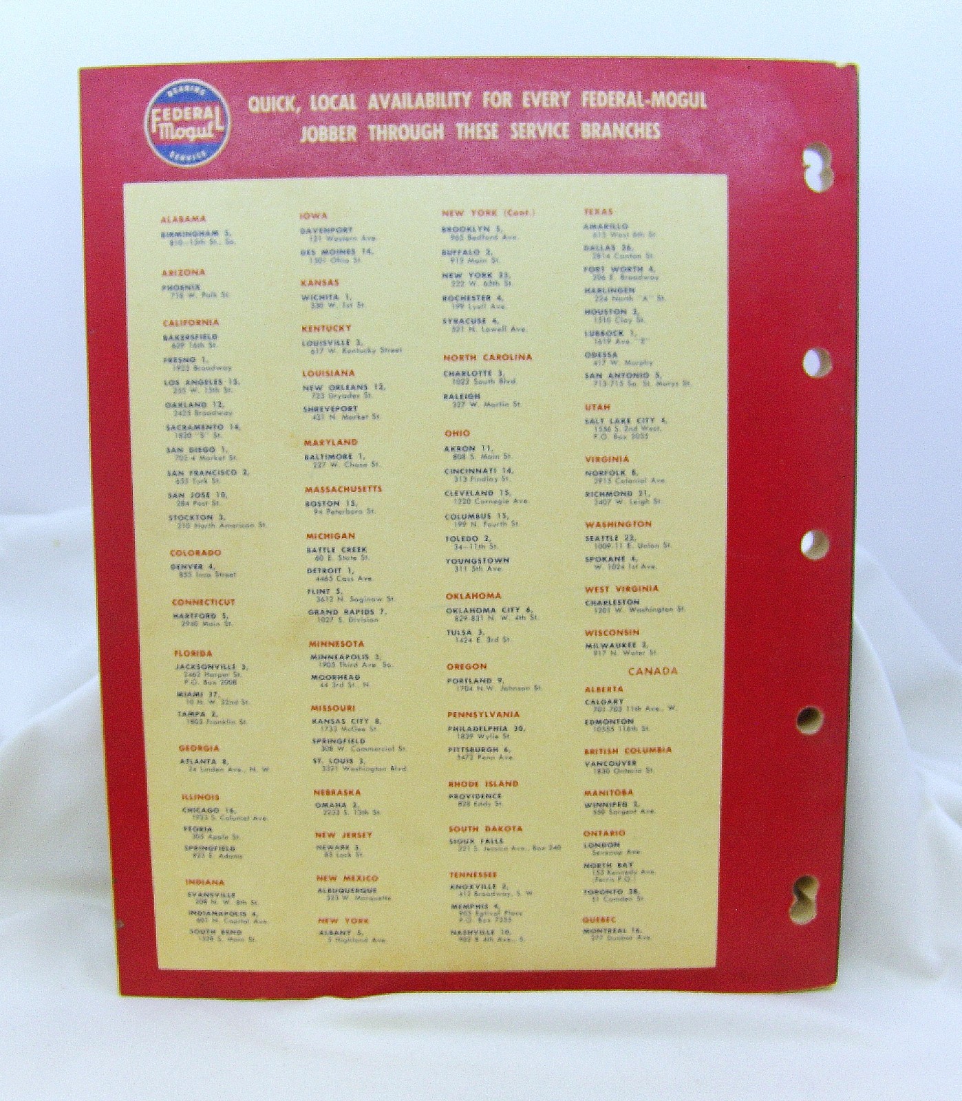 Federal – Mogul Service Catalog No. FT-58! Circa 1958! – NO RESERVE!