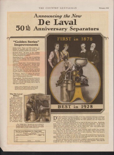 1928 DE LAVAL MILK CREAM SEPARATOR DAIRY CATTLE FARM AGRICULTURE AD 10286