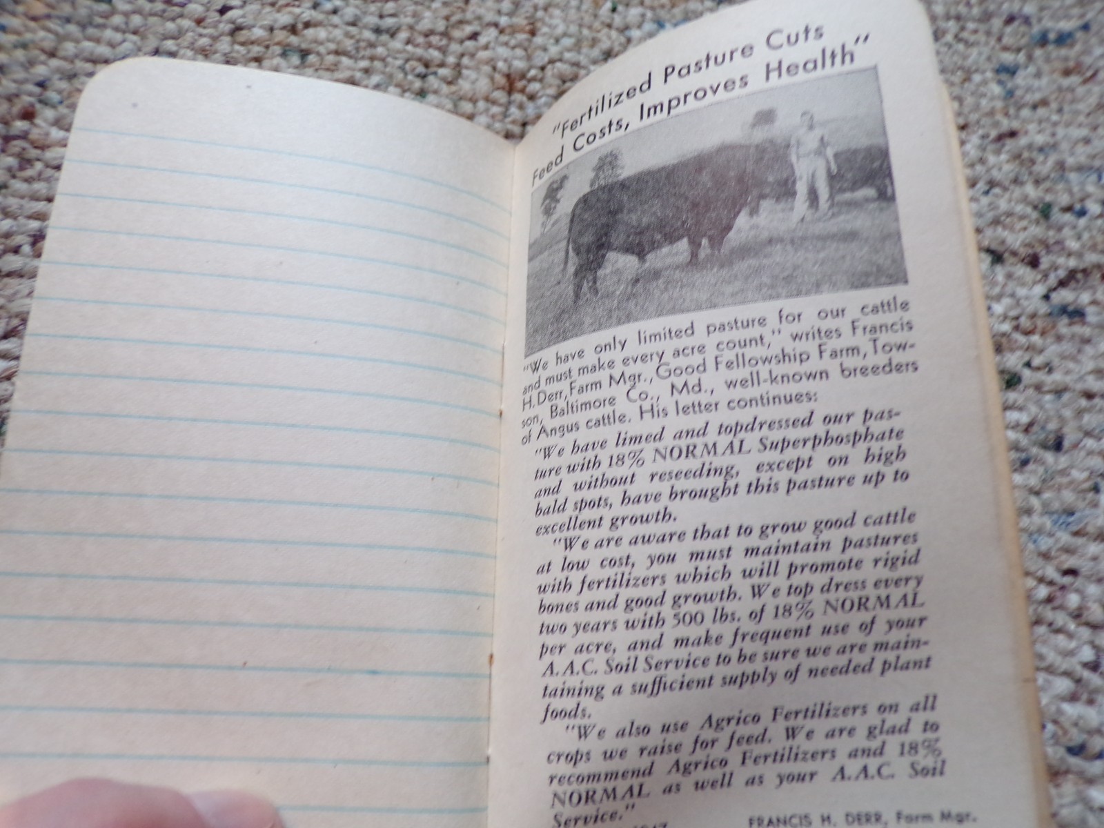 1948 Agrico Fertilizer American Agricultural Chemical Baltimore MD Bklt Notebk