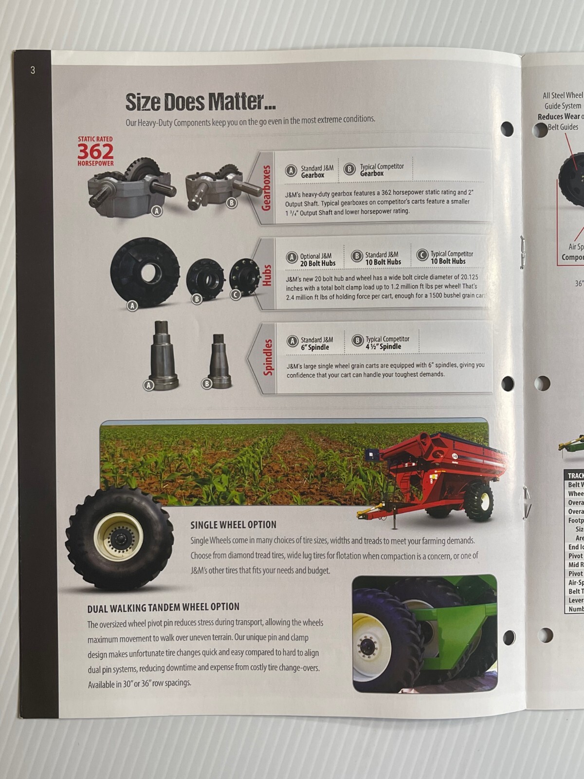 J&M Front Folding Grain Carts Sales Brochure *2010s* (Showroom Sales Book)