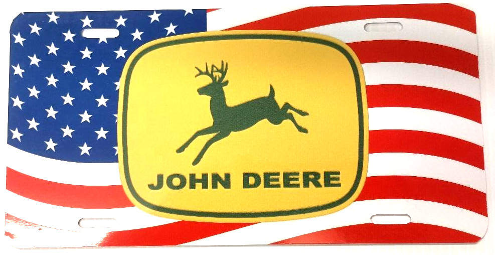 JOHN DEERE (4-LEGGED DEER) – AMERICAN FLAG LICENSE PLATE