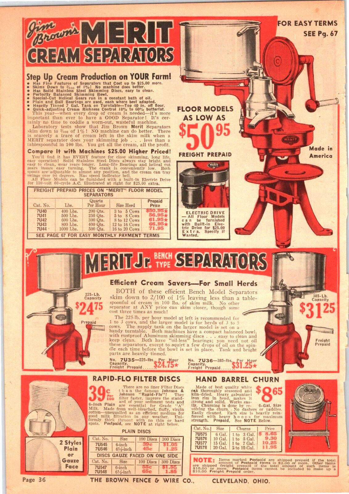 1943 Print Ad MERIT CREAM SEPARATORS 9.5&Prime; x 6.5&Prime; Jim Brown product
