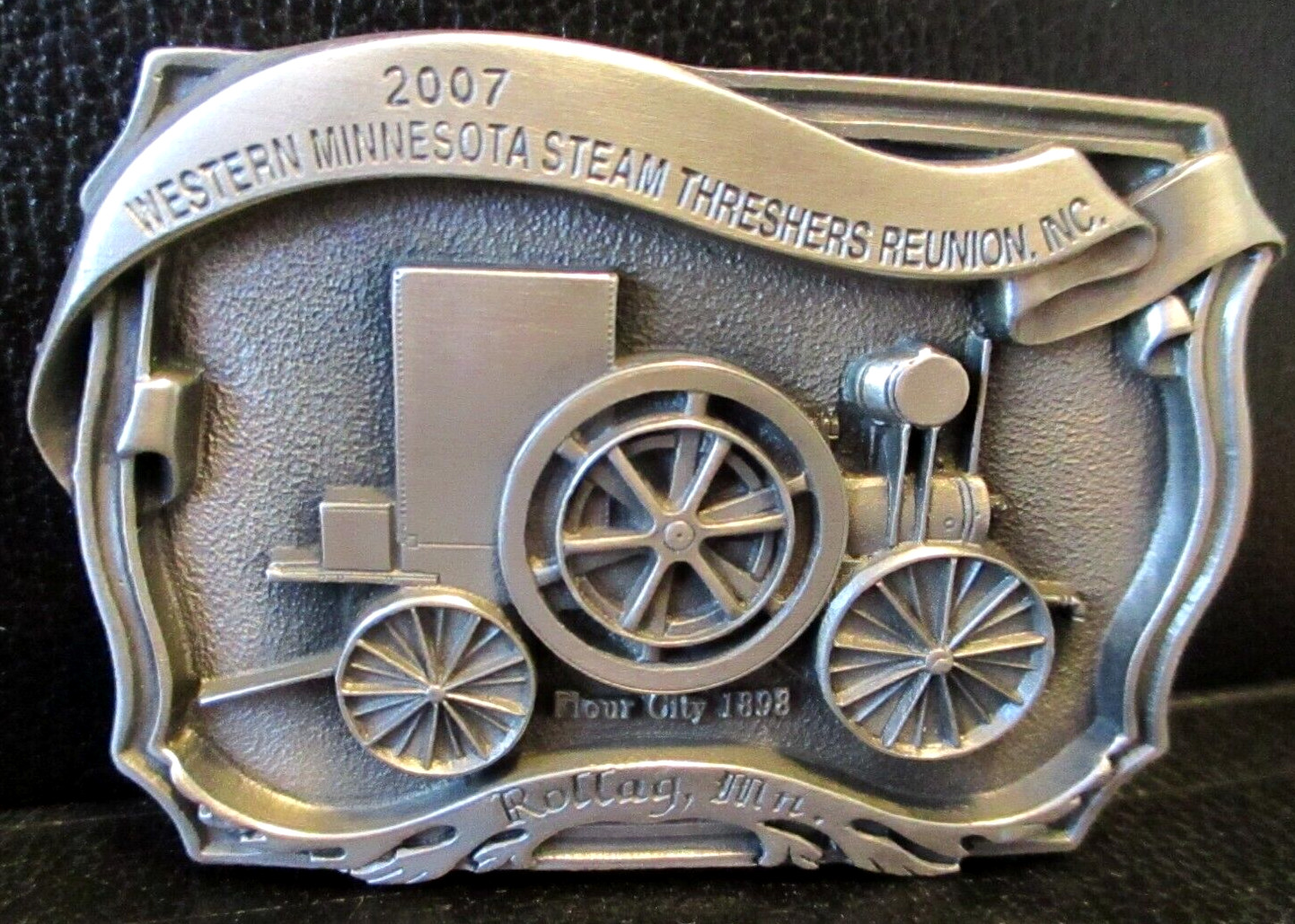 Flour City Smokestack Hit Miss Engine Belt Buckle 2007 Minnesota Thresher Rollag