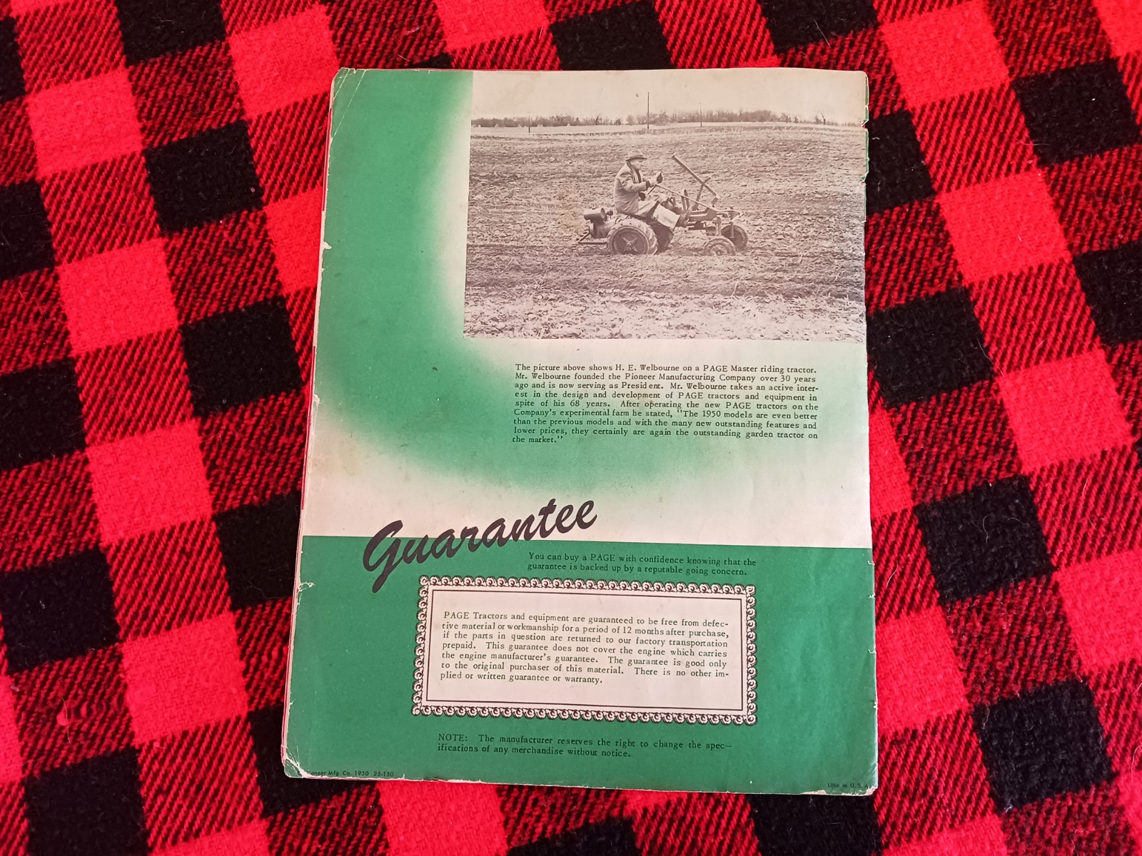 1950 Page Garden Tractor Brochure Milwaukee Dairy Farm Flyer Catalog