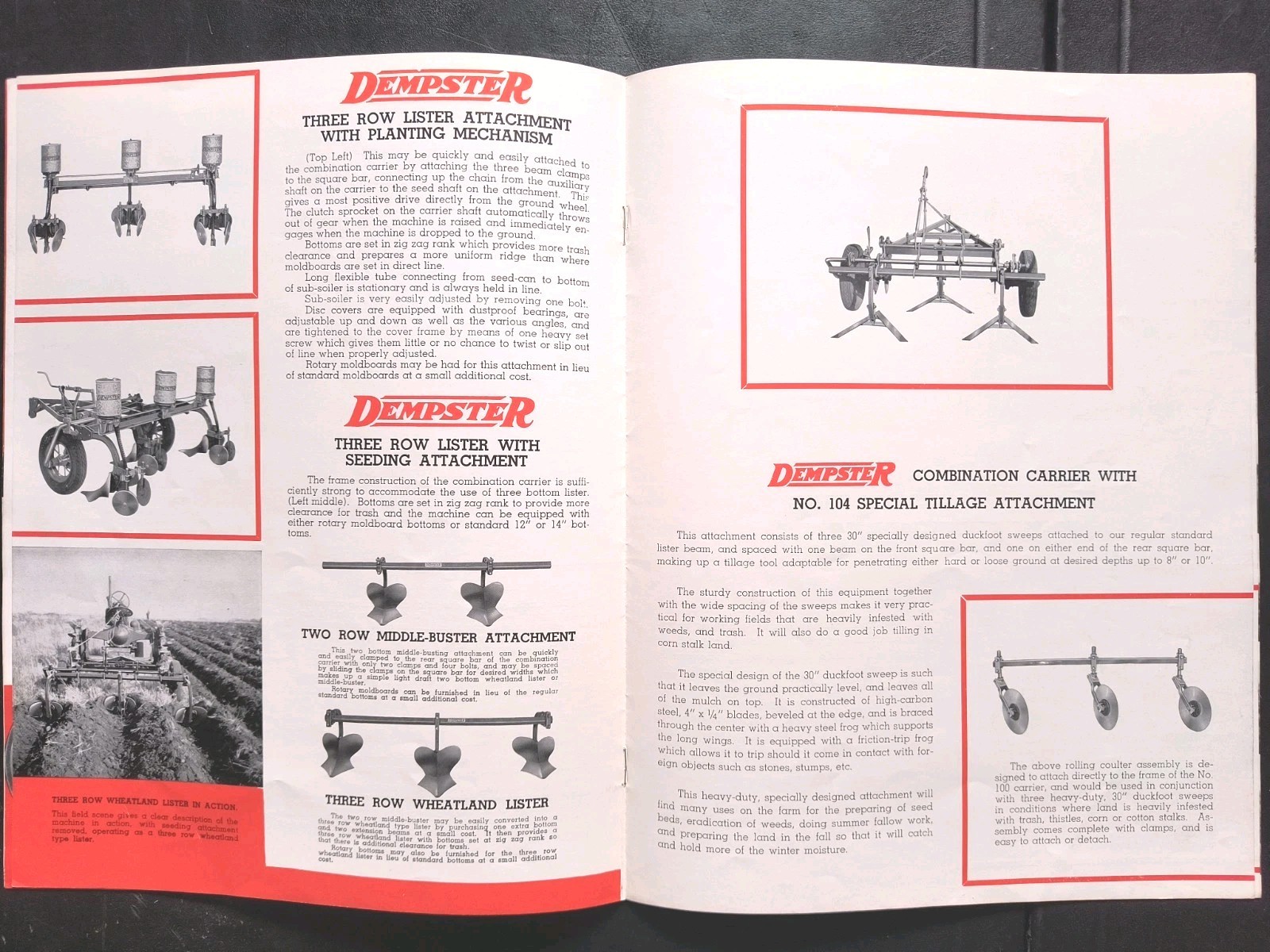 1930s Dempster Tractor Combination Power Lift Carrier Series 100 Brochure Farm