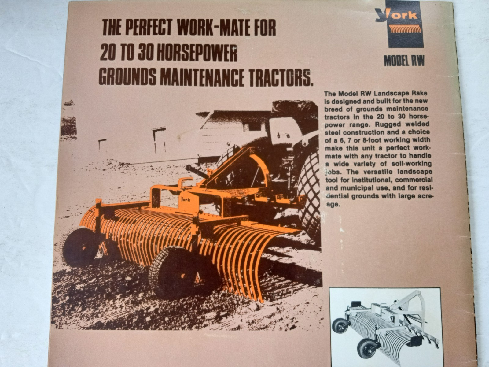 YORK RAKES Sales Brochure Models PRO RE RS TA1 TA2 RW Catalog 1970&rsquo;s
