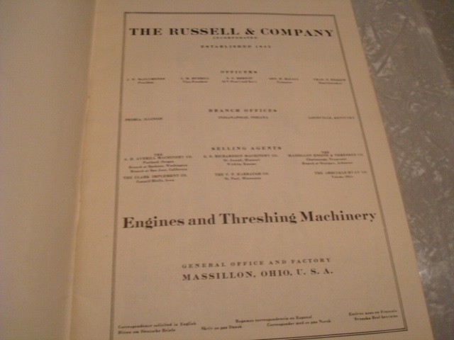 THE RUSSELL & CO ENGINES AND THRESHING MACHINERY CATALOG, STEAM TRACTORs 1912