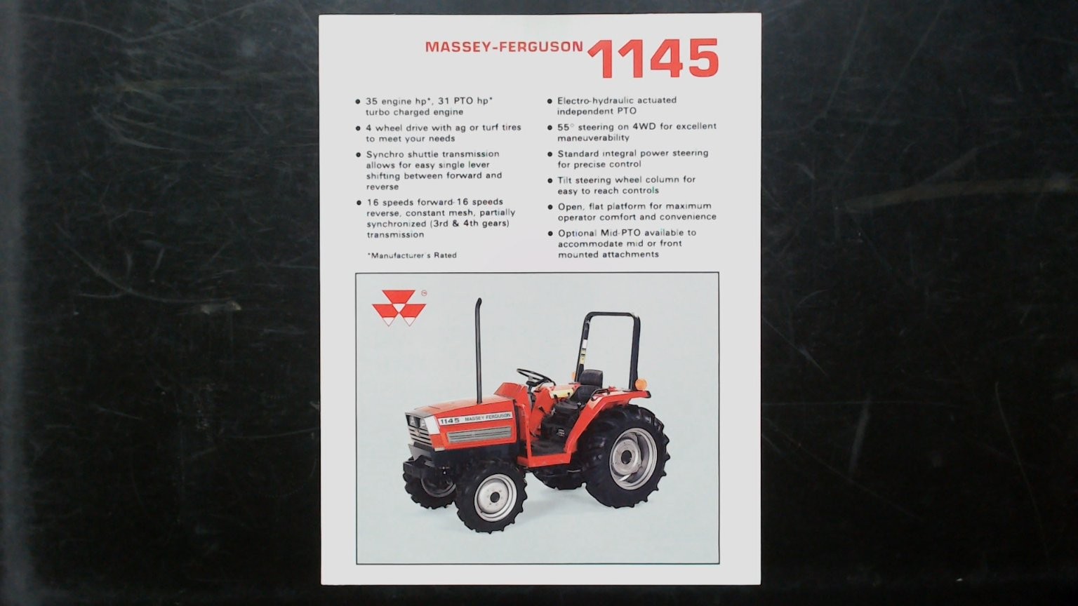 Massey-Ferguson 1145 Tractor Brochure Vintage Agriculture Spec Sheet