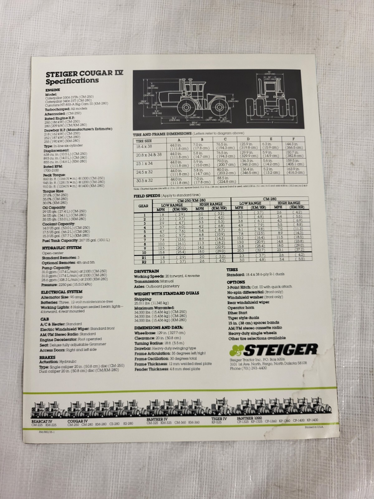 Original Steiger Cougar IV Tractor Brochure