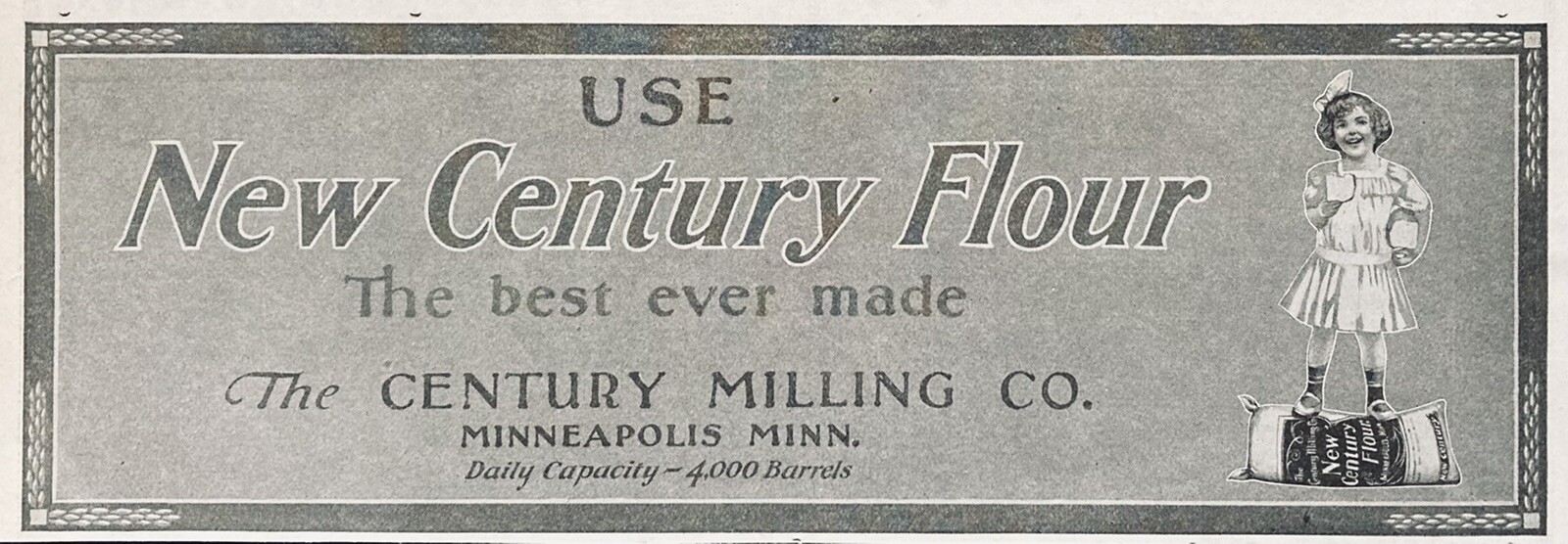 1919 AD(XH32)~CENTURY MILLING CO. MINNEAPOLIS, MINN. NEW CENTURY FLOUR