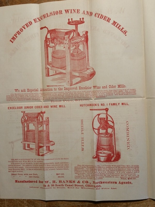 c1870 W.H. Banks Trade Circular Wine & Cider Mills Advertising Pamphlet Chicago