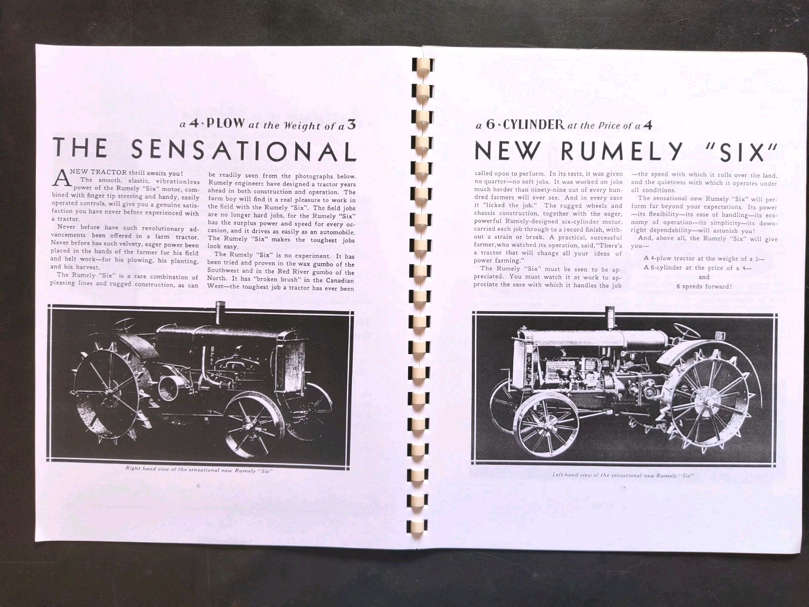 1920s Rumley 6 Tractor Dealer Brochure Owners Manual Print Advertising Reprint