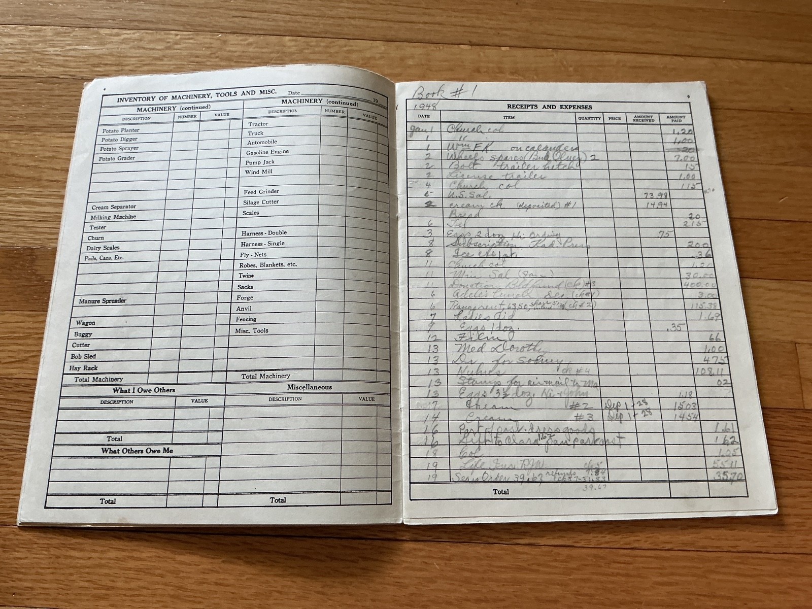 1948 Farm Acct. Record Book – J. F. Anderson Lumber Co. Minnesota, Iowa, Dakotas