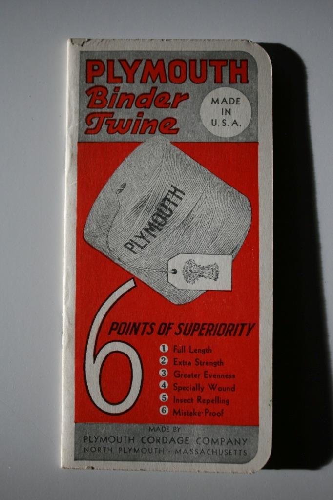 Tractor Farm Advertising 1938 PLYMOUTH BINDER TWINE Calendar Pocket Notebook