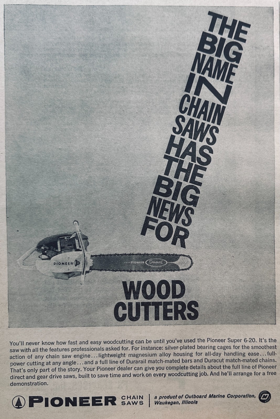 Lot of (3) Vintage Pioneer Chain Saw Ads Set #816