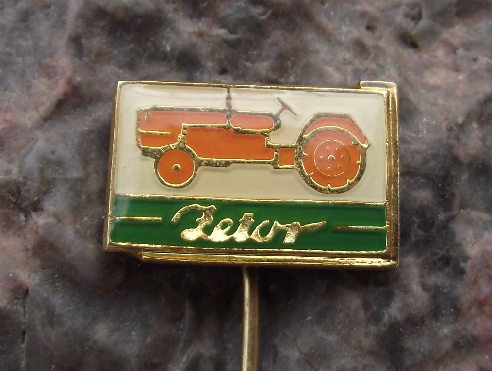 Antique Zetor Tractors Czech Agricultural Farming Machines Farm Orange Pin Badge