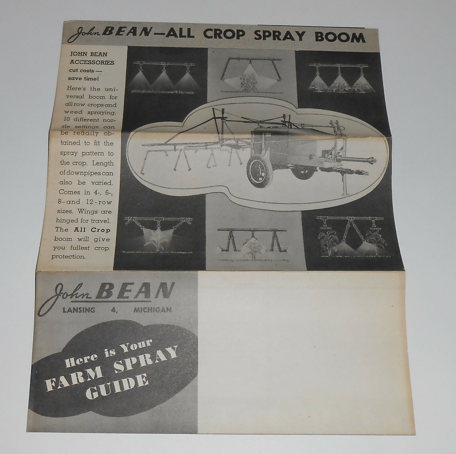 Vintage John Bean Sprayers Brochure Farming Crops 06-T 46-TR Spartan 4-A History