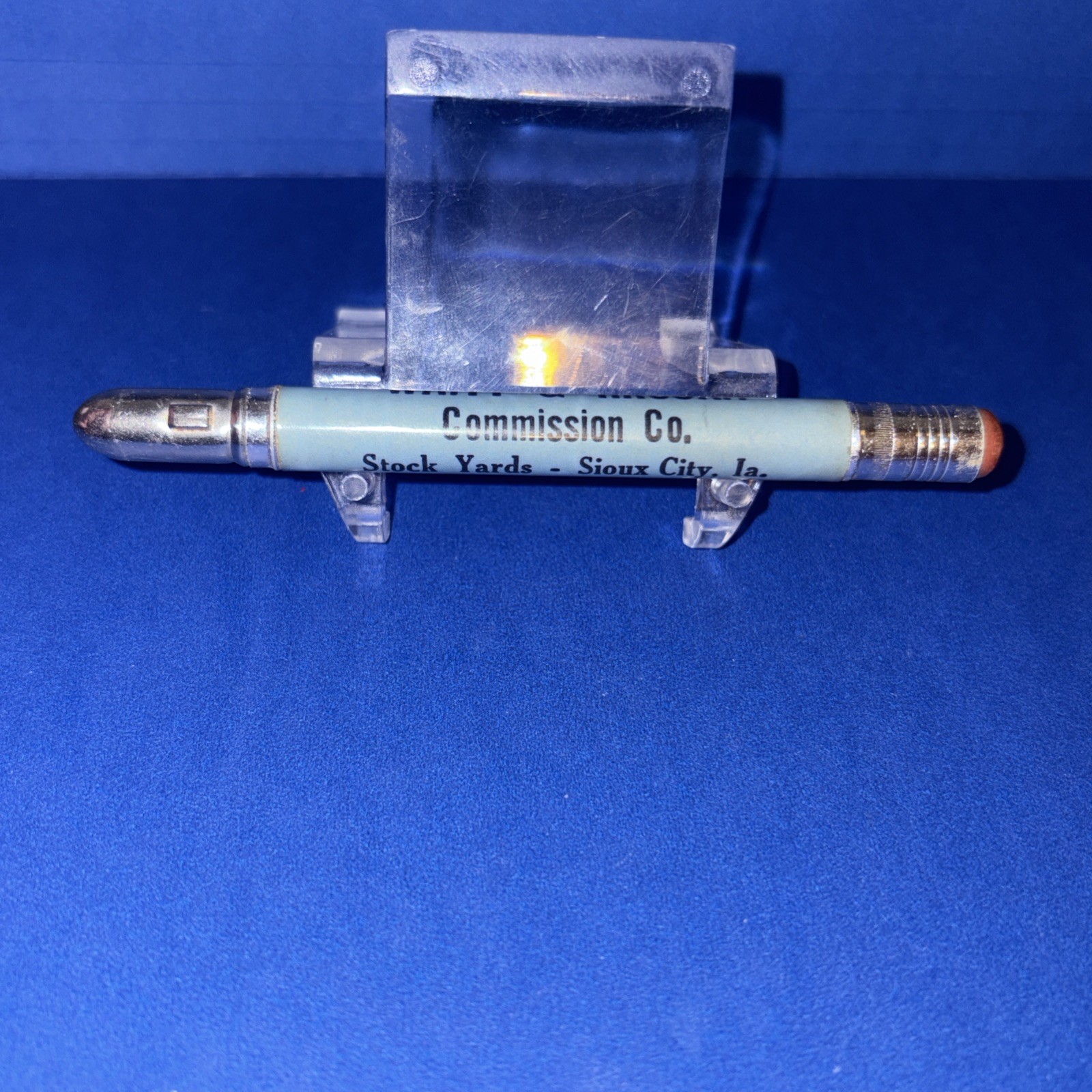 Waitt & Hruska Commission Co. Stock Yards Sioux City, IA Vtg Ph Bullet Pencil