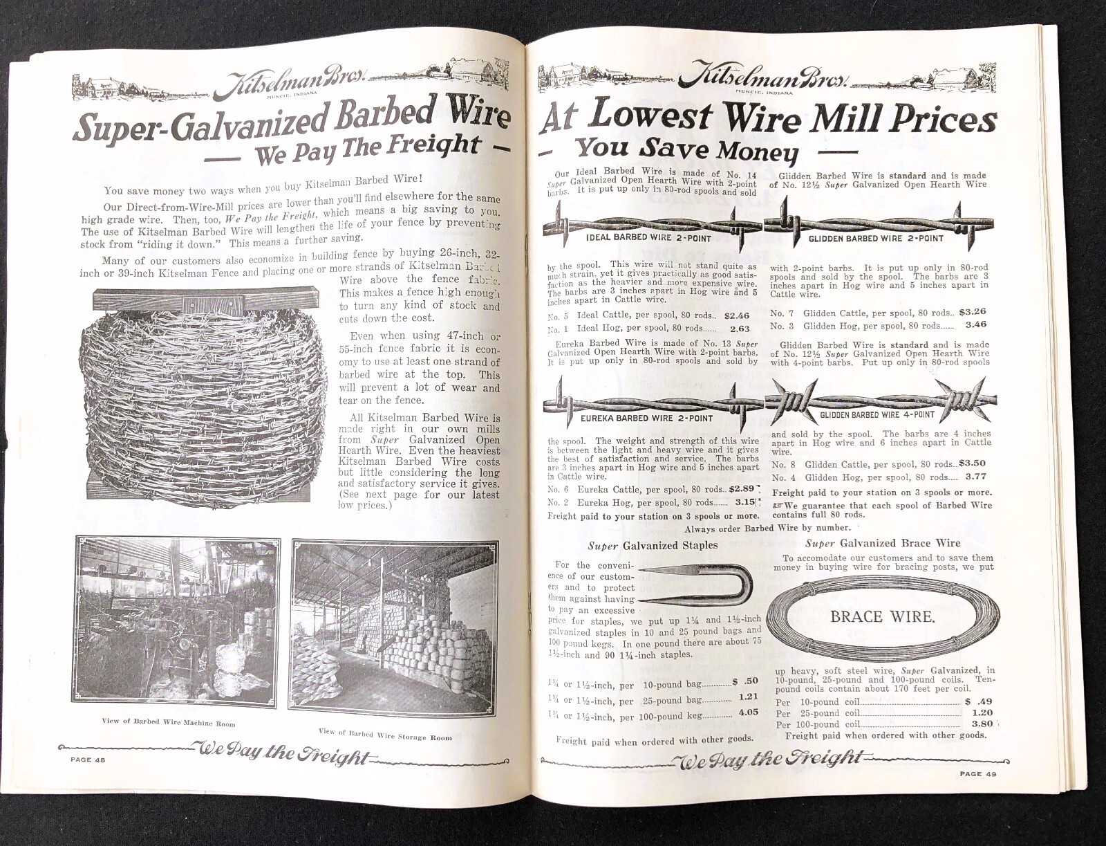 KITSELMAN BROS 1927 CATALOG MUNCIE IND FARM FENCING W ENVELOPE & ORDER BLANK