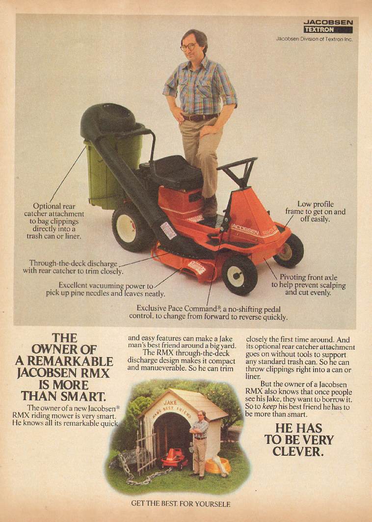 1981 vintage AD JACOBSEN RMX Lawn Tractor 073116