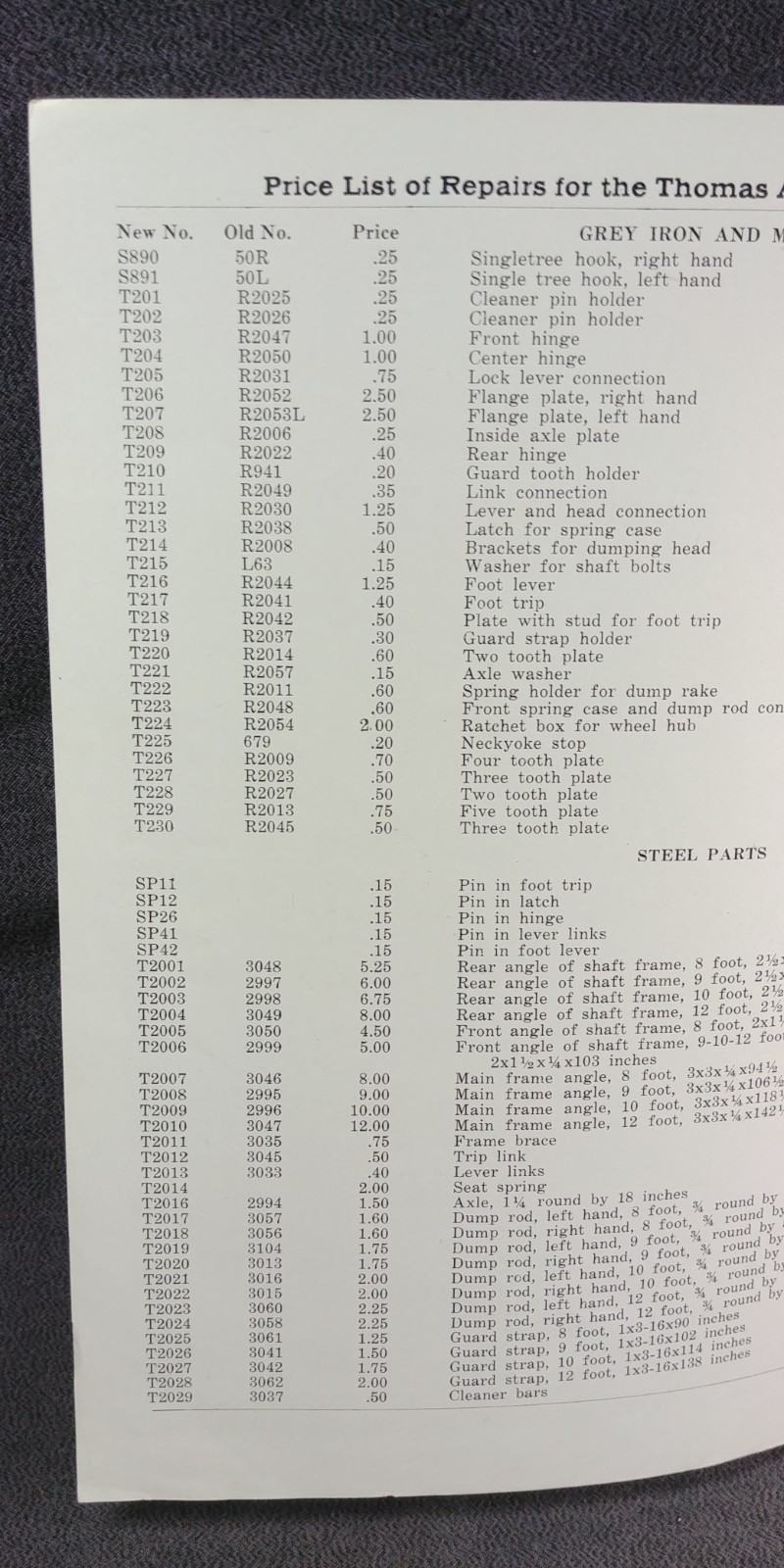 1910s Ohio Cultivator Co Thomas Alfalfa Rake Price List Repairs Brochure Antique