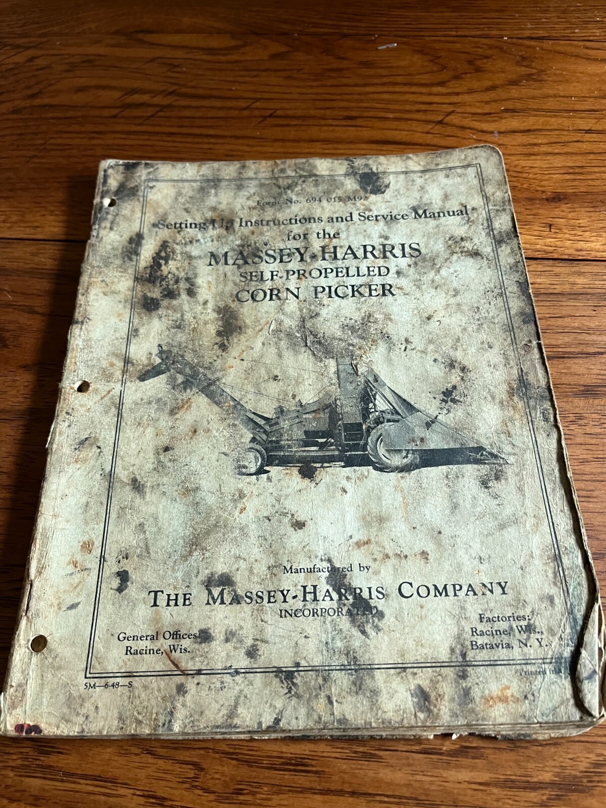 Massey Harris Self Propelled Corn Picker Service Manual FCCA