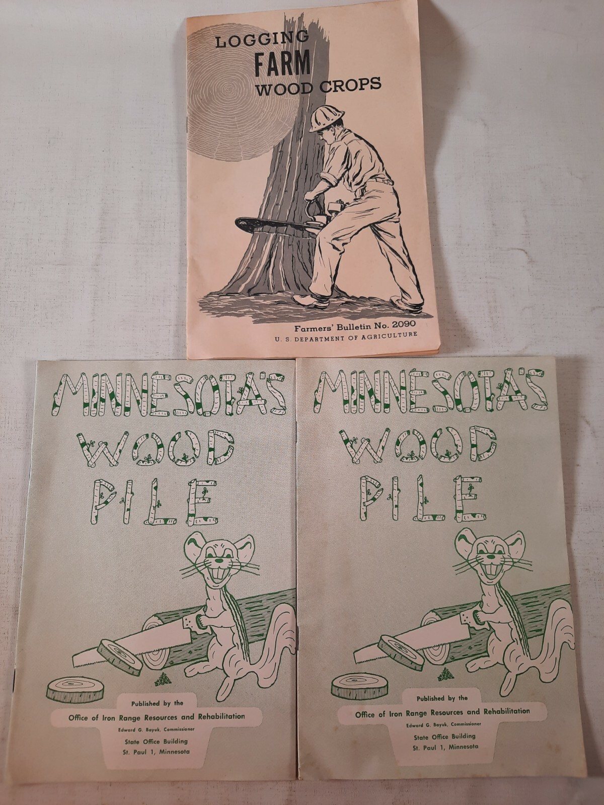Logging Farm Wood Crops Farmers Bulletin 2090. 2 Minnesota wood pile pamphlets