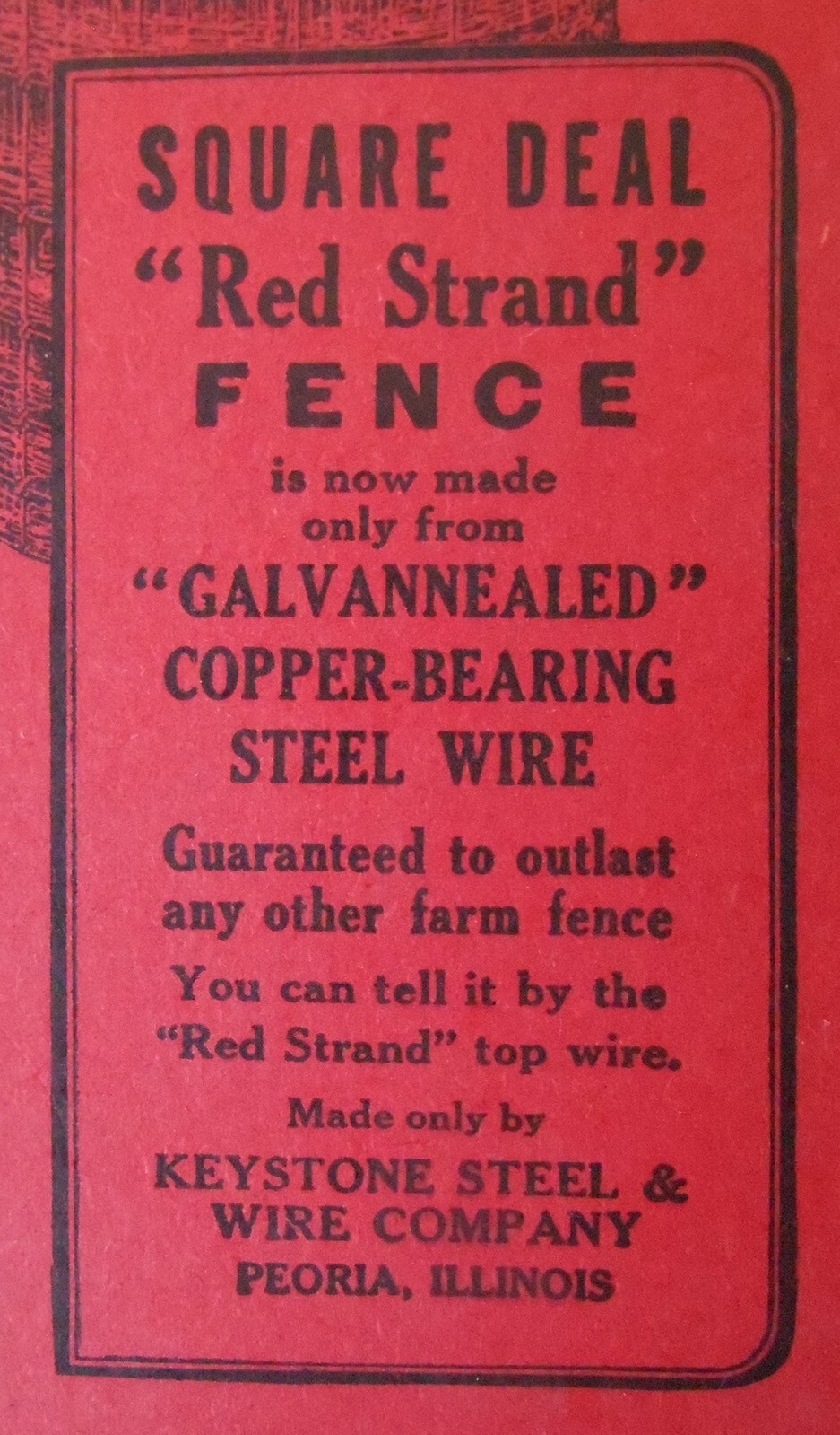 Monarch Red Strand Fence Advertising Keystone Steel & Wire Co. Peoria, Illinois
