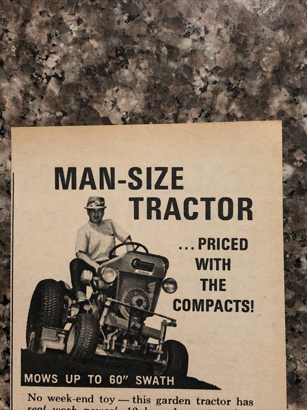1968 Economy Tractor PRINT AD Waukesha Wisconsin VTG 1960s Man Size Tractor 3×5