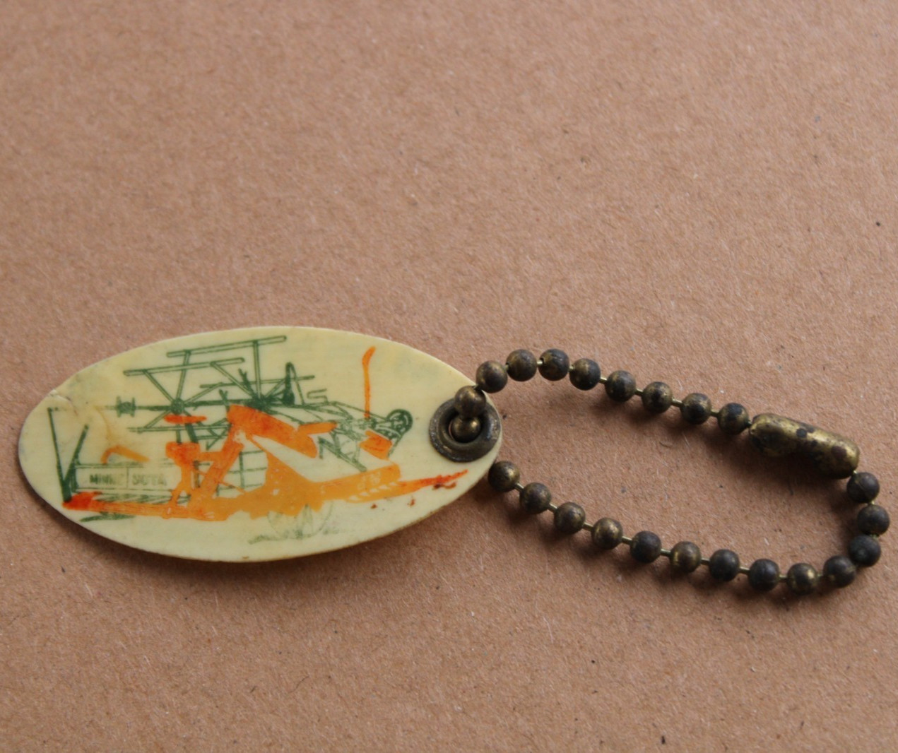 early 1900s era MINNESOTA ROPE TWINE & FARM MACHINERY Old Celluloid Keychain Fob