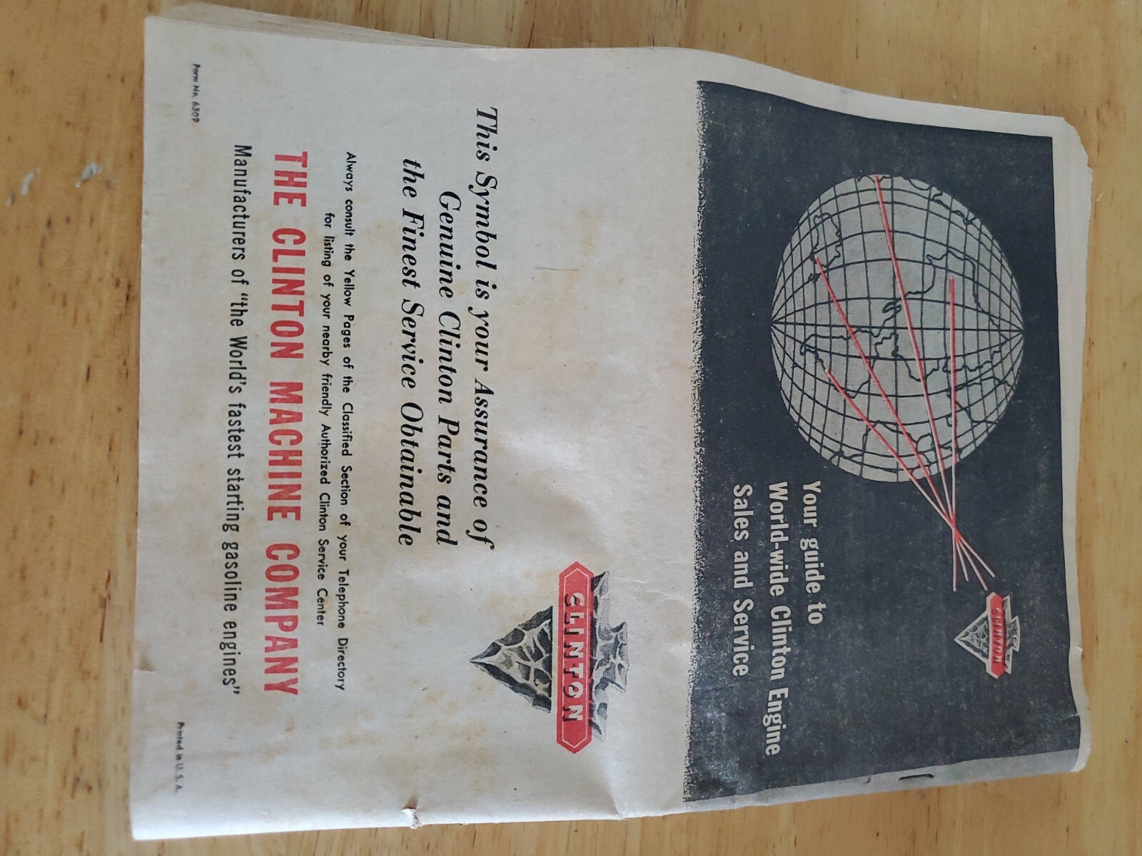 Vintage 1955 Authorized Clinton Service Directory Clinton Machine Co. Gas Engine