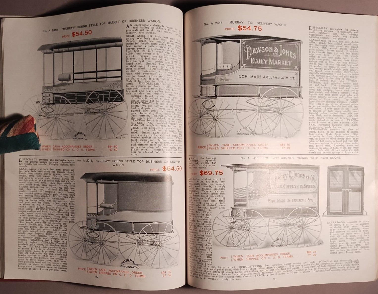 1906 Murray Carriage Buggy Delivery Wagon Cincinnati OH Catalog Original B1-17