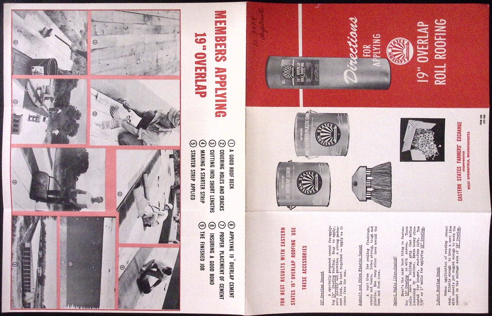 1950 Eastern States Farmers Insurance How to Apply 19&Prime; Roll Roofing Brochure