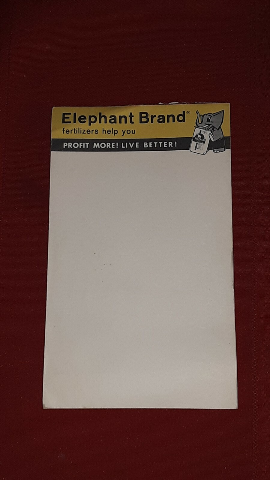 Vintage ELEPHANT BRAND FERTILIZER Notepad
